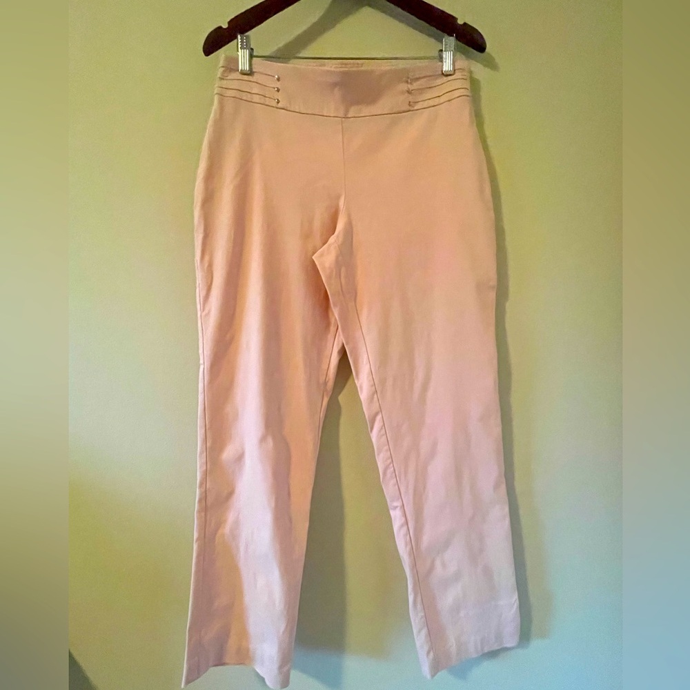 JM Collection studded pull on pant with tummy control pink medium